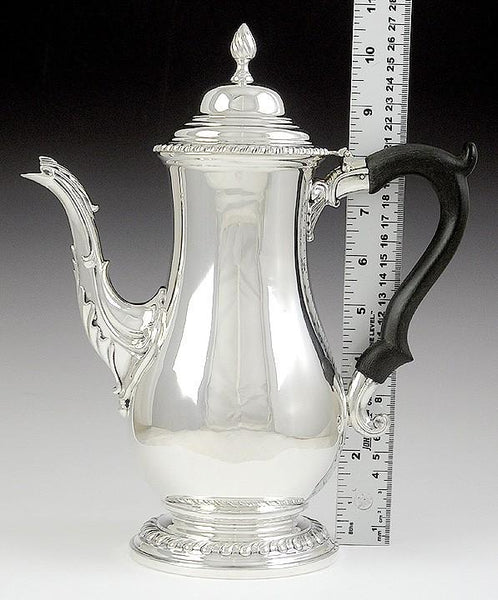 1930s-1950s American Sterling Silver Antique Georgian Form Coffeepot Teapot