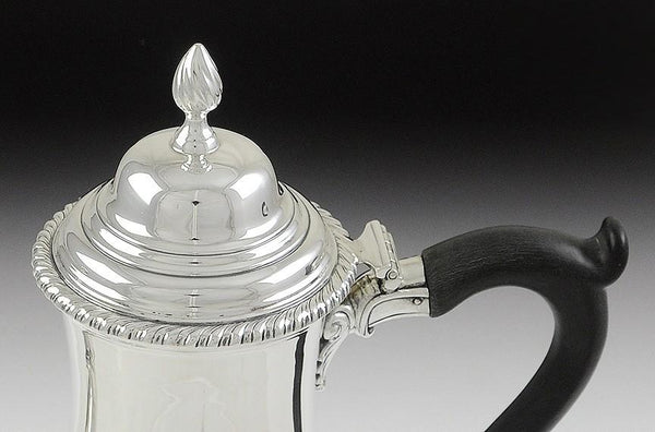 1930s-1950s American Sterling Silver Antique Georgian Form Coffeepot Teapot