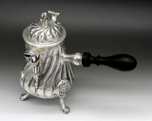 c1756 Rare Pre Revolution French 950 Silver Side Handle Chocolate Coffee Pot