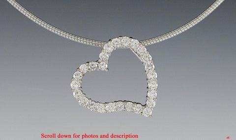 Superb Quality 18K White Gold & Diamond Openwork Heart Necklace