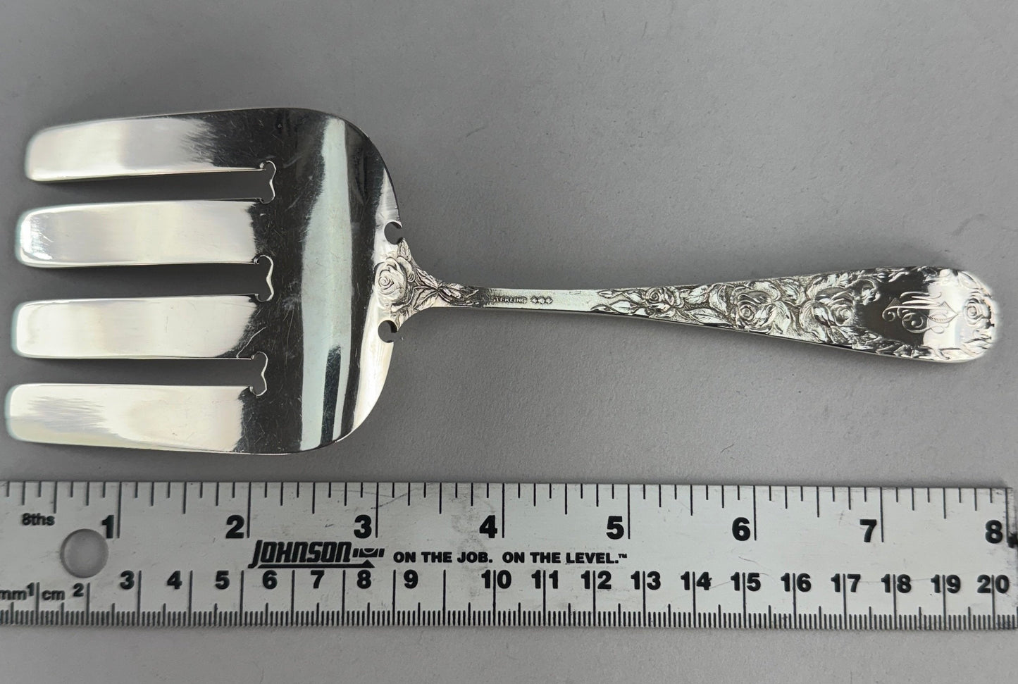 Baltimore Rose Sterling Silver Asparagus Serving Fork by Schofield