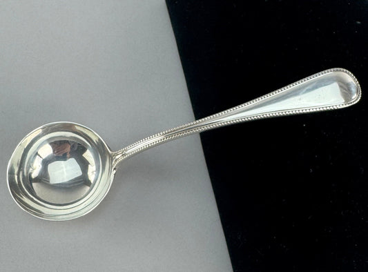 1863 Heavy English Sterling Silver Beaded Gravy Ladle