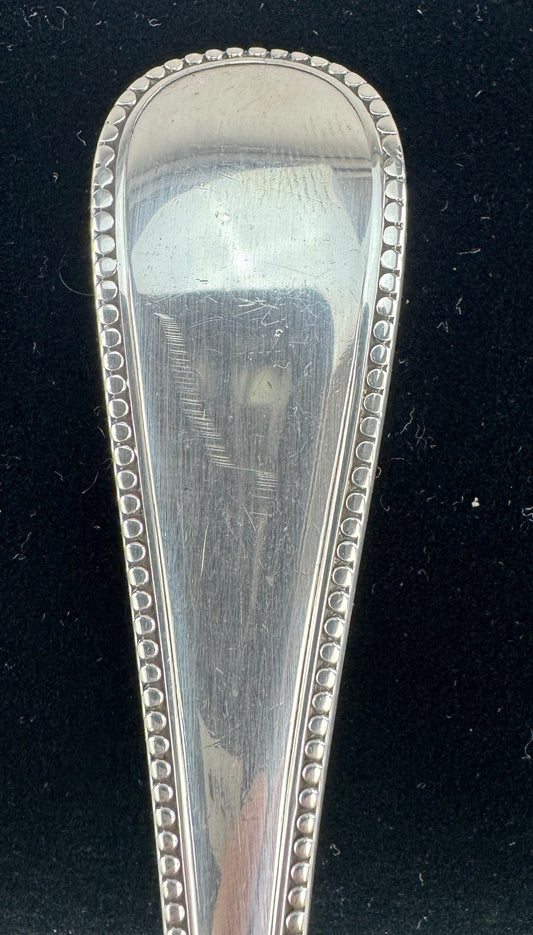 1863 Heavy English Sterling Silver Beaded Gravy Ladle