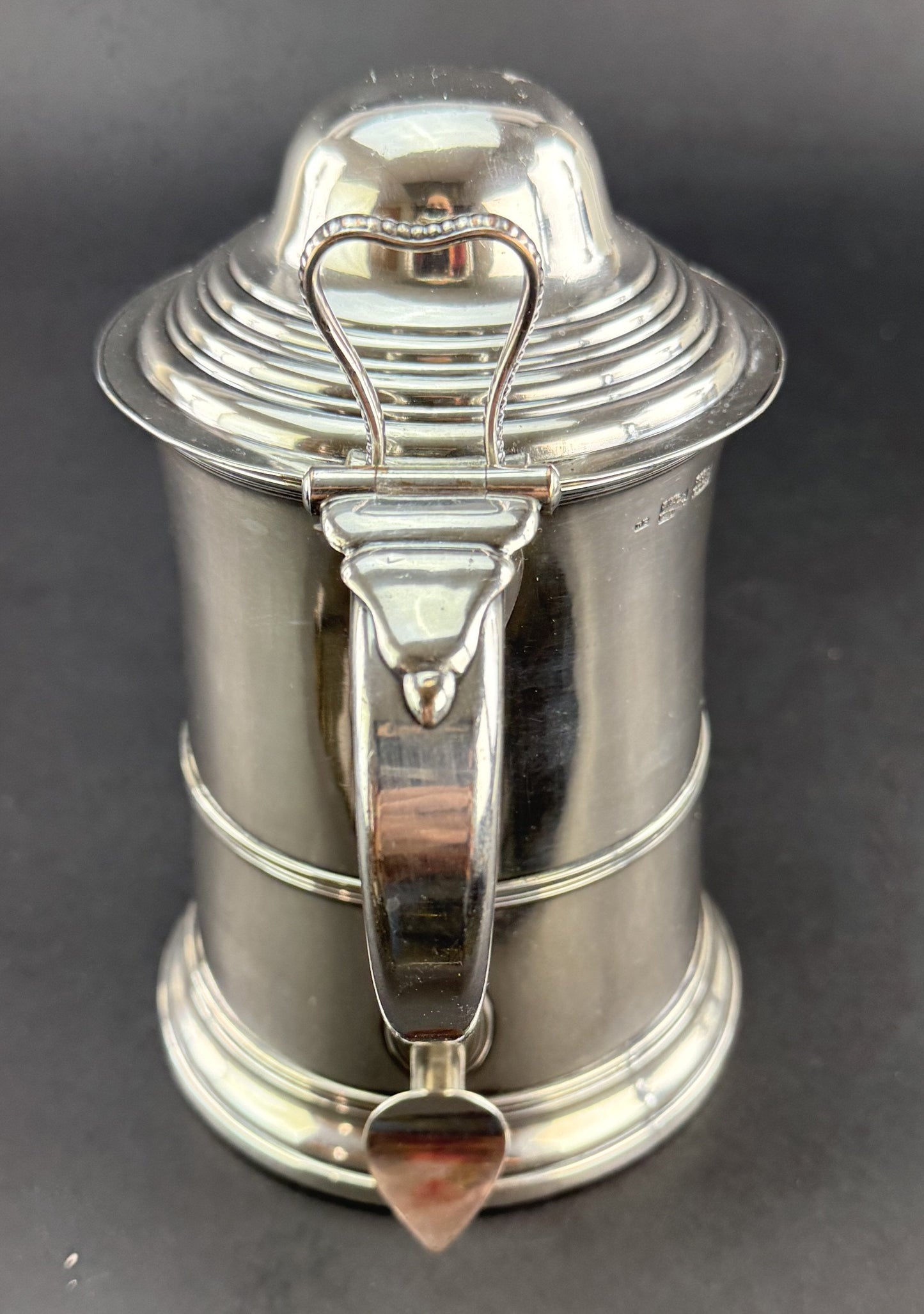 Rare Old c1780 Sheffield Fused Silverplate Lidded Tankard Stein Silvered Edge