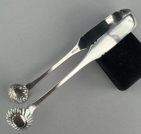 Nice John Cook American Coin Silver Large Tongs Circa 1805