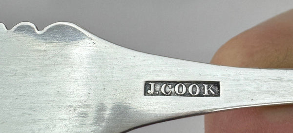 Nice John Cook American Coin Silver Large Tongs Circa 1805