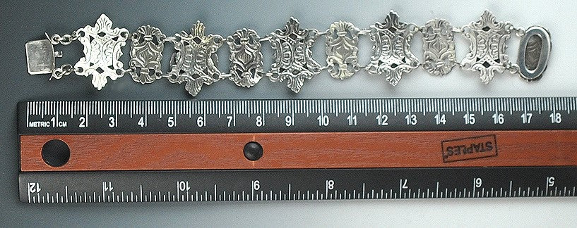 Vintage Italian Silver Link Bracelet w/ St. George and Dragon and Designs