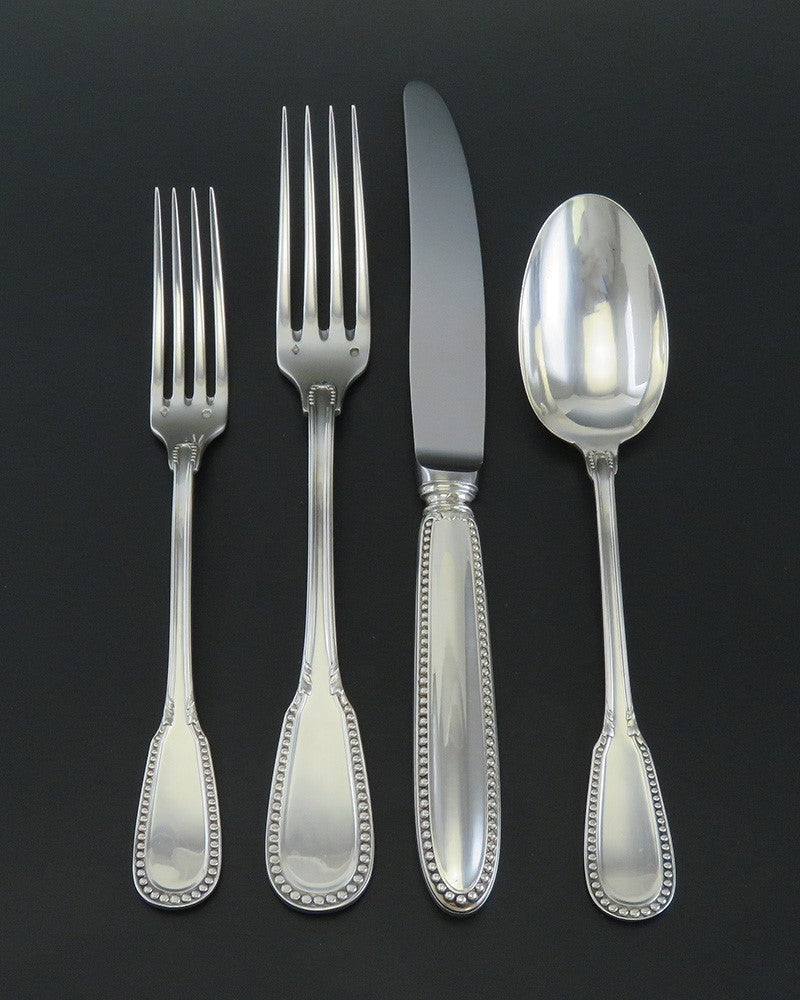 French 950 Silver Ercuis Lafayette 4pc Flatware Place Setting Forks Spoon Knife