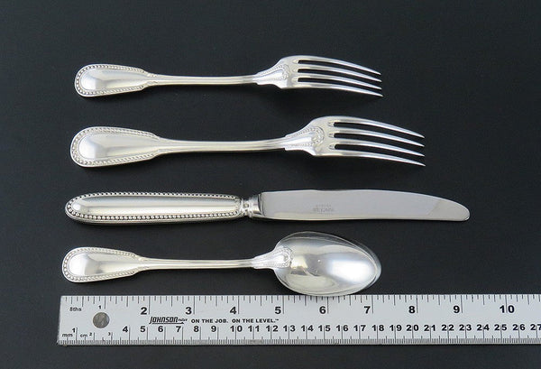 French 950 Silver Ercuis Lafayette 4pc Flatware Place Setting Forks Spoon Knife