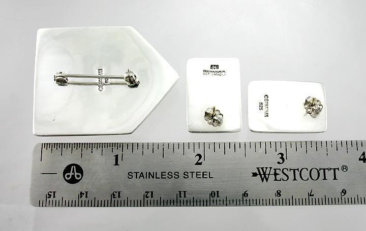 Modern Sterling Silver and Black Enamel Bayanihan Earrings & Pin Jewelry Set