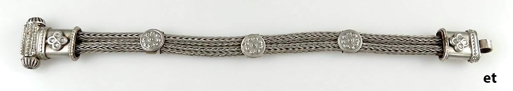 Hand Crafted Vintage 1920s Tibetan Silver Roped Flower Bracelet