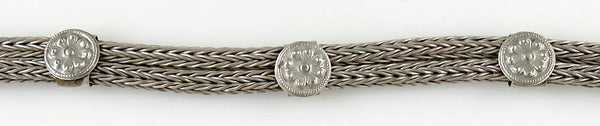 Hand Crafted Vintage 1920s Tibetan Silver Roped Flower Bracelet