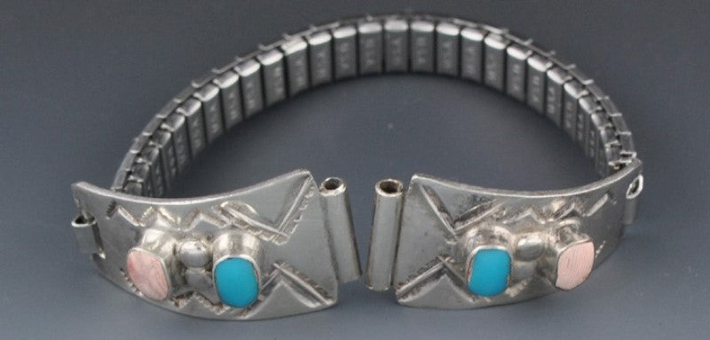 Southwestern Sterling Silver Stretch W. Long Watch Band