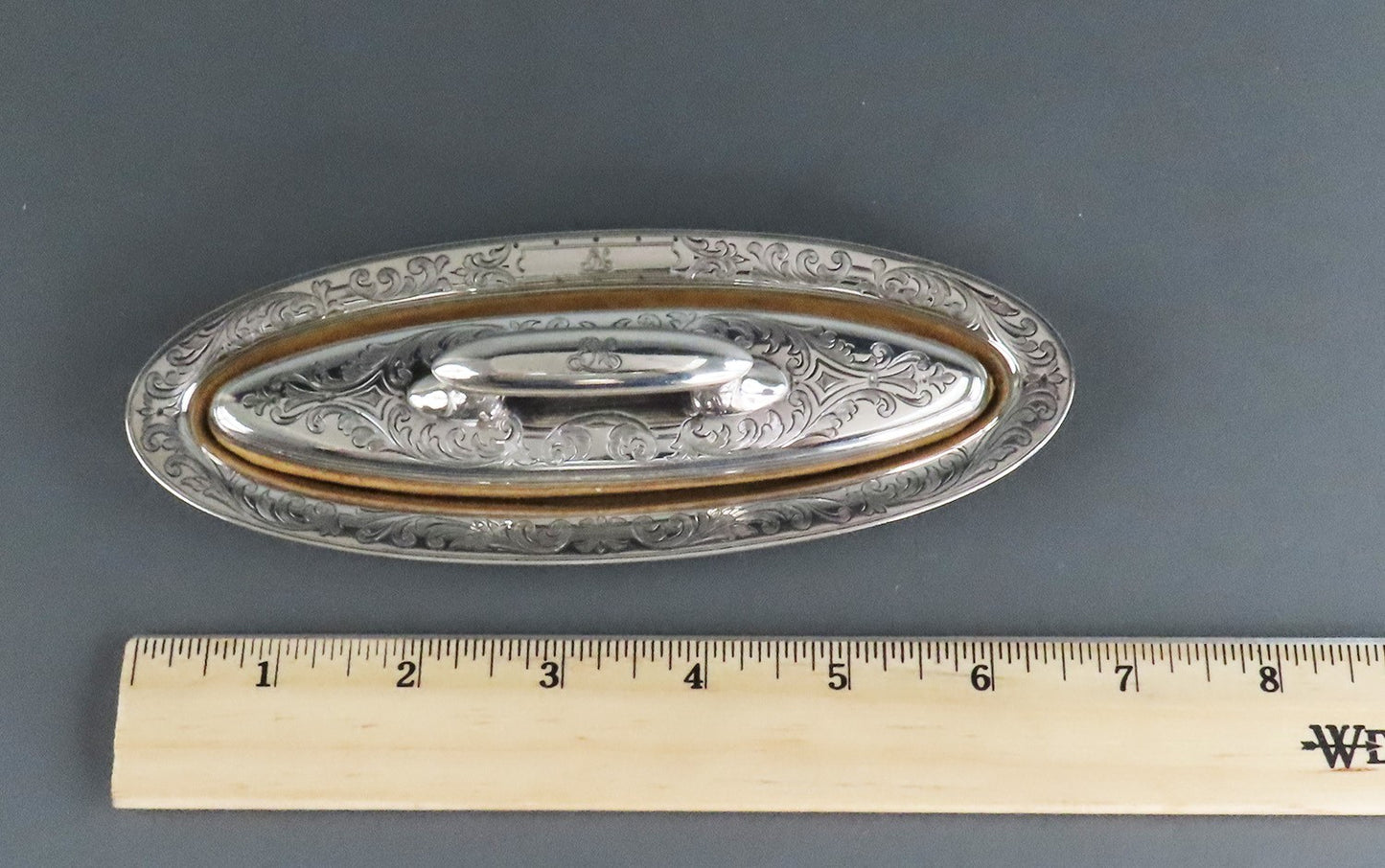Excellent c1920s Tiffany Co Sterling Silver Engraved Nail Buffer w Tray
