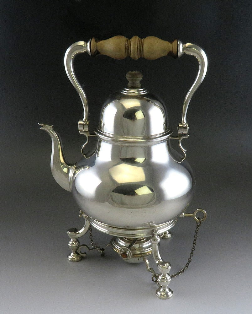 1949 Tiffany English Sterling Silver Tea Pot Kettle on Stand w/ Burner