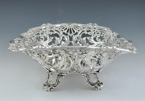 Antique Art Nouveau 1893 Gorham Sterling Silver Openwork Raised Dish/Bowl