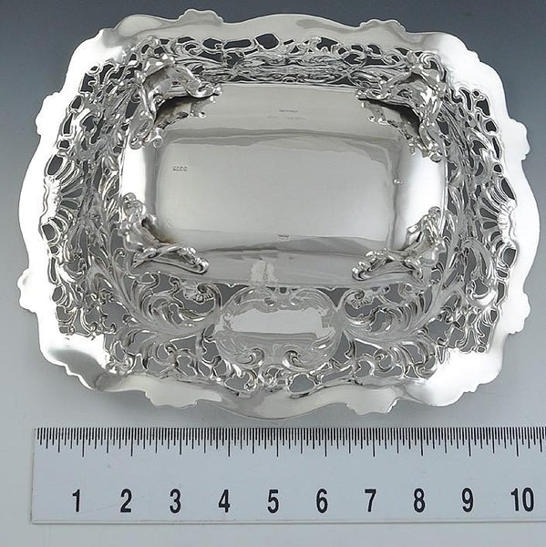 Antique Art Nouveau 1893 Gorham Sterling Silver Openwork Raised Dish/Bowl