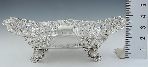 Antique Art Nouveau 1893 Gorham Sterling Silver Openwork Raised Dish/Bowl