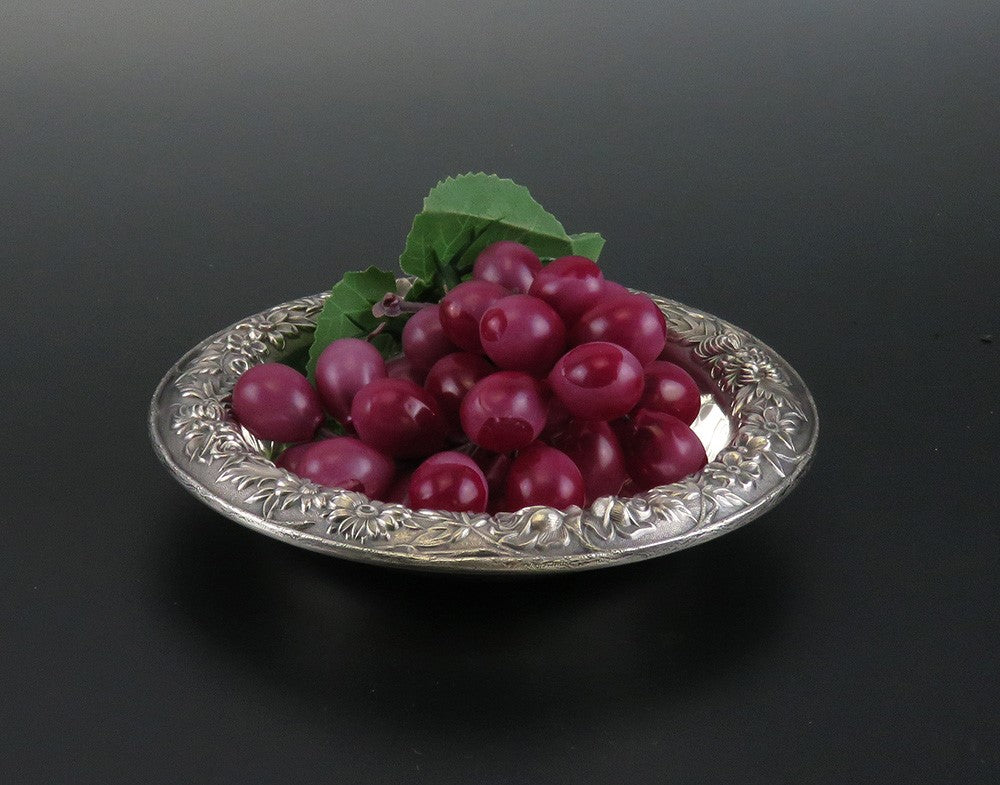 Pristine S. Kirk Sterling Silver Hand Chased Floral Repousse #409 Berry Bowl