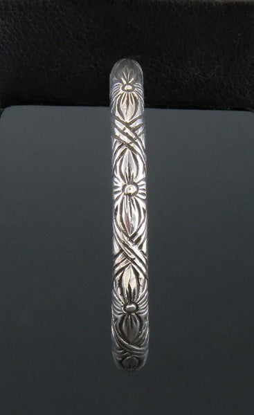 Stylish Stephen Dweck Sterling Silver Floral Flower Engraved 1.5" Hoop Earrings