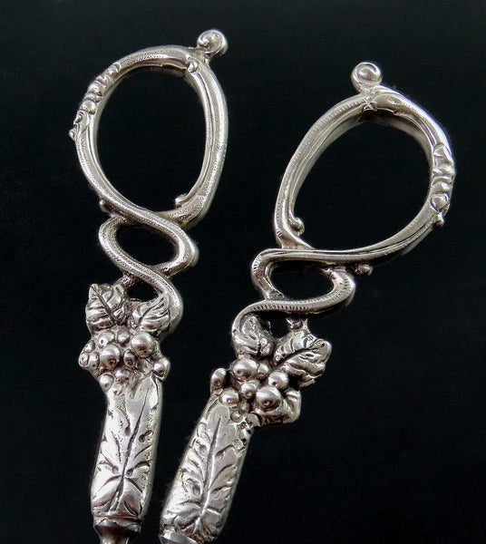 Beautiful Italian Sterling Silver Grape Cluster Grapevine Serving Shears