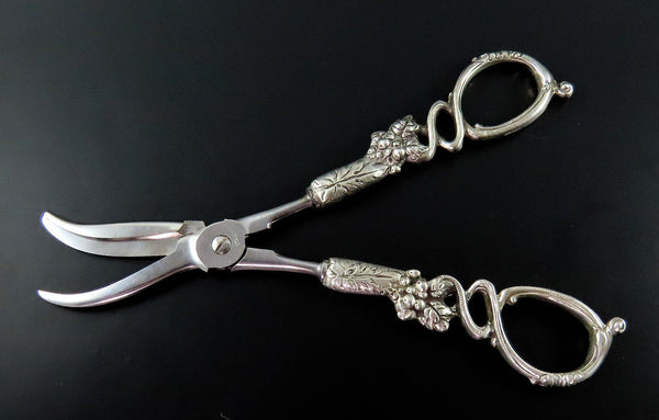 Beautiful Italian Sterling Silver Grape Cluster Grapevine Serving Shears