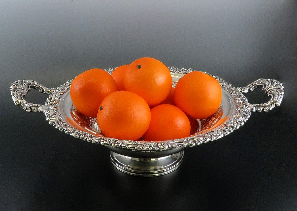 Fine Old Sheffield Fused Silverplate Double Handle Pedestal Bowl Centerpiece