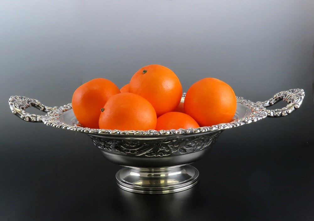 Fine Old Sheffield Fused Silverplate Double Handle Pedestal Bowl Centerpiece