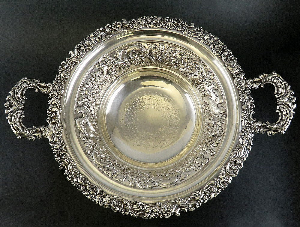 Fine Old Sheffield Fused Silverplate Double Handle Pedestal Bowl Centerpiece
