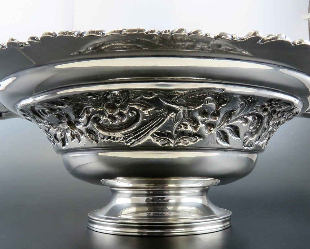 Fine Old Sheffield Fused Silverplate Double Handle Pedestal Bowl Centerpiece