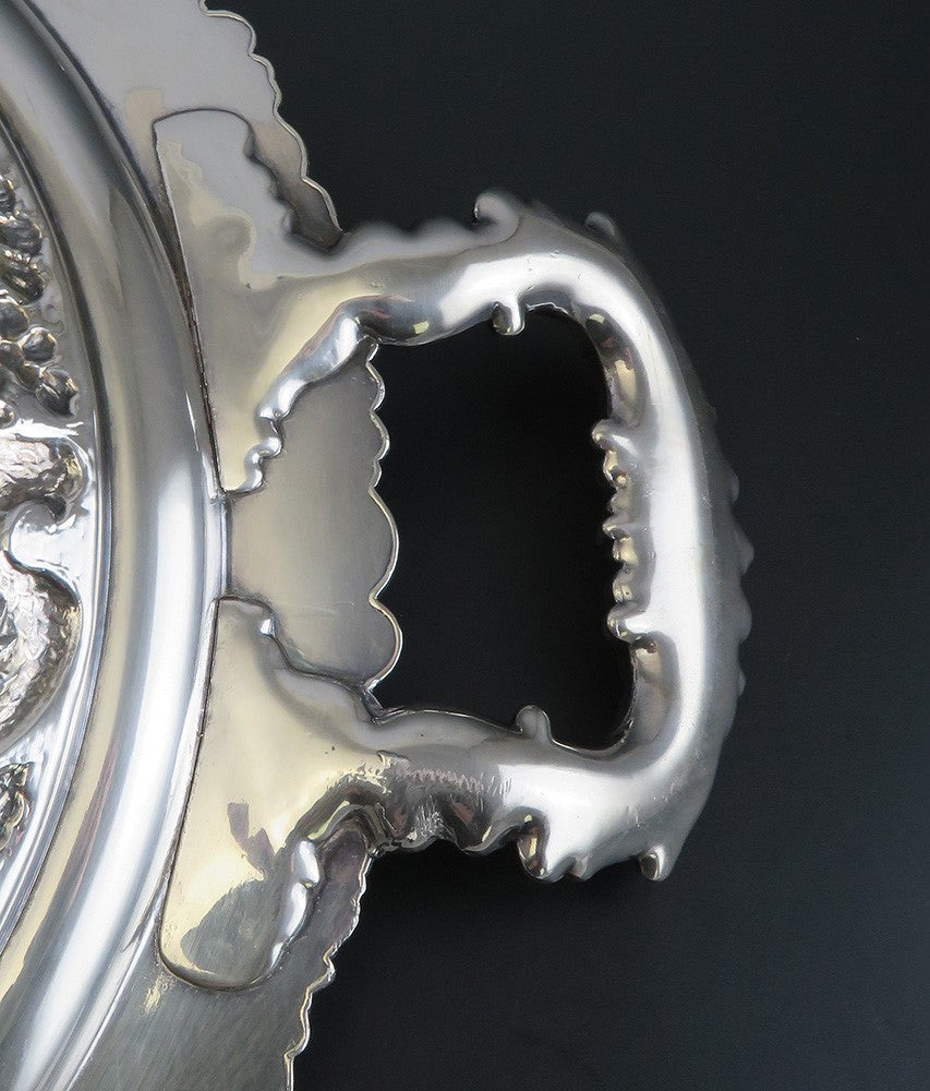 Fine Old Sheffield Fused Silverplate Double Handle Pedestal Bowl Centerpiece