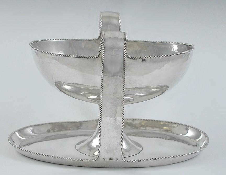 Antique c1900 European Silver Double Handle Gravy Sauce Boat w/ Underplate