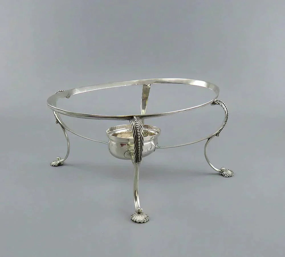 Antique 18th Century 1783 English Sterling Silver Dish Bowl Stand Base w/ Burner