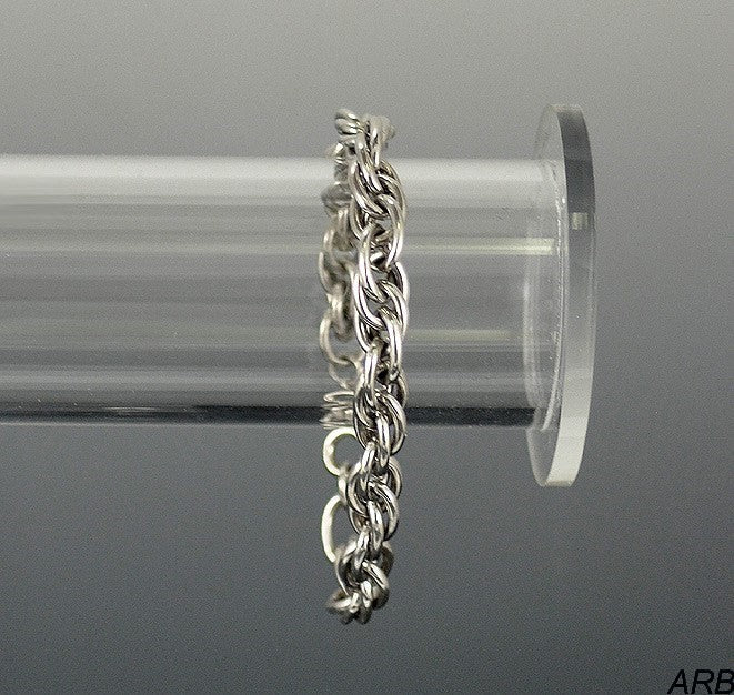 Versatile Sterling Silver Chain Link Bracelet 7.5 inches Braided Rope Look