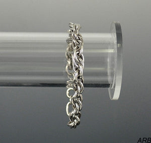 Versatile Sterling Silver Chain Link Bracelet 7.5 inches Braided Rope Look