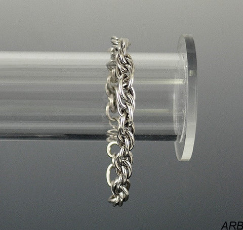 Versatile Sterling Silver Chain Link Bracelet 7.5 inches Braided Rope Look