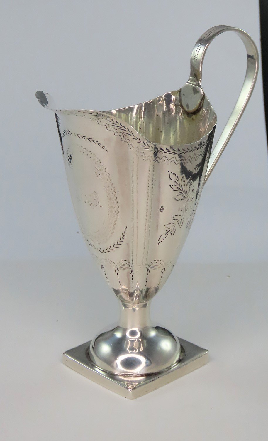c1790 Antique English or American Creamer w/ Nice Engravings 5 1/2" Tall