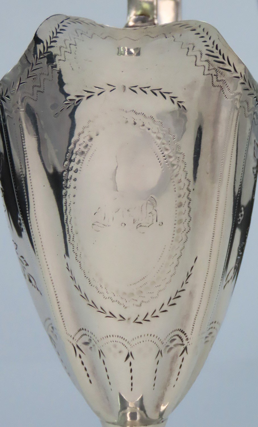 c1790 Antique English or American Creamer w/ Nice Engravings 5 1/2" Tall