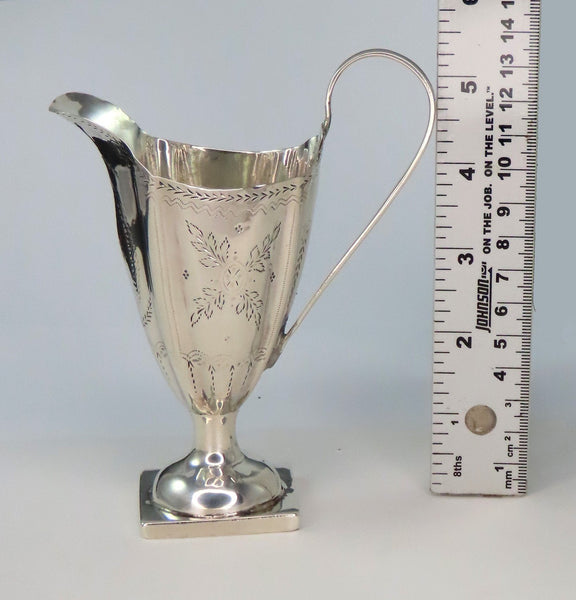 c1790 Antique English or American Creamer w/ Nice Engravings 5 1/2" Tall