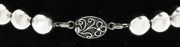 Beautiful Sterling Silver Beaded Necklace Filigree Clasp