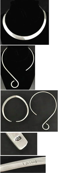 2 Sterling Silver Cuff Style Choker Necklaces Good Condition