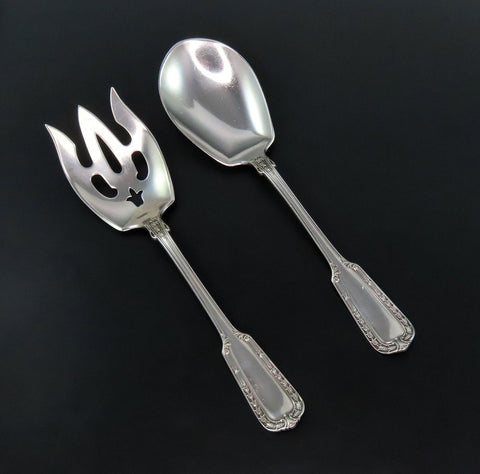 Wonderful Gorham Chesterfield Sterling Silver Salad Serving Pair 8 3/4 Inches