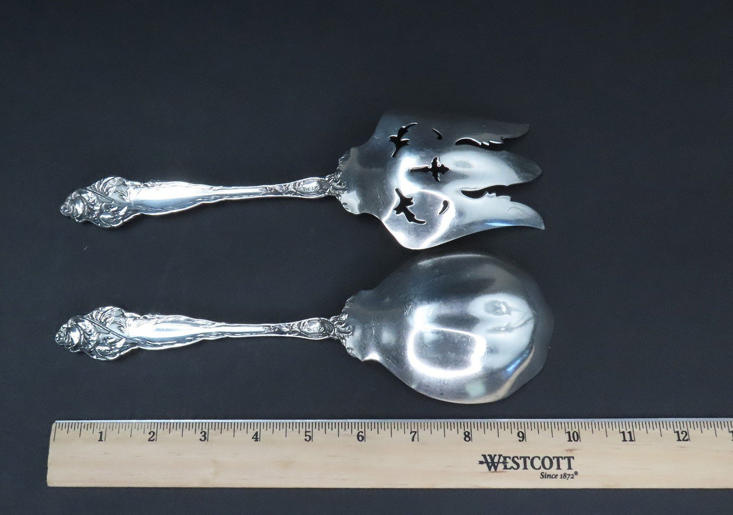 Wonderful Sterling Silver Les Six Fleurs Six Flowers Reed Barton Salad Servers
