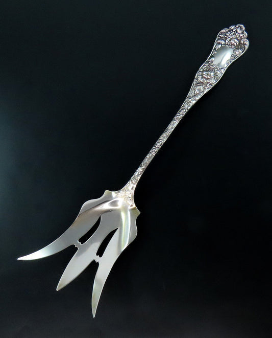 George W. Shiebler American Beauty Sterling Silver Lettuce Serving Fork 8 3/4"