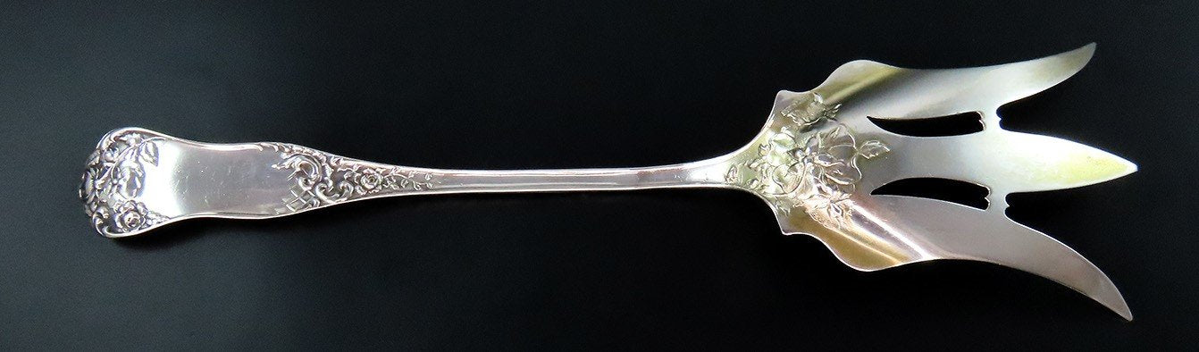 George W. Shiebler American Beauty Sterling Silver Lettuce Serving Fork 8 3/4"