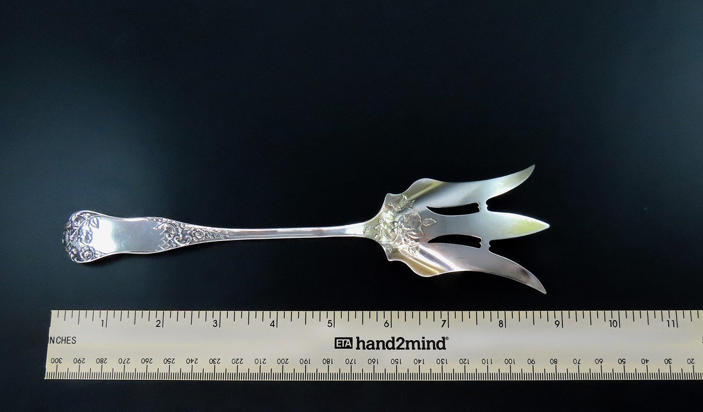 George W. Shiebler American Beauty Sterling Silver Lettuce Serving Fork 8 3/4"