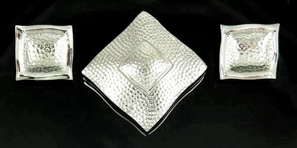 Peter Brams Design Ltd. Hand Hammered Finish Sterling Silver Earrings Brooch Set
