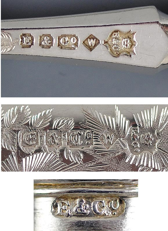 Mid/Late 1800s English Silverplate Elkington 12pc Fish Set Great Hand Engraving