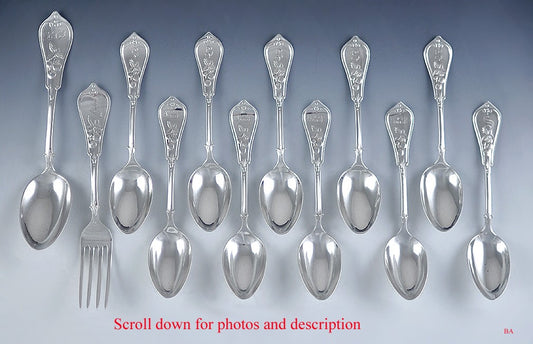 Antique Knowles & Ladd Queen Pattern 10 Teaspoons 1 Fork and 1 Tablespoon