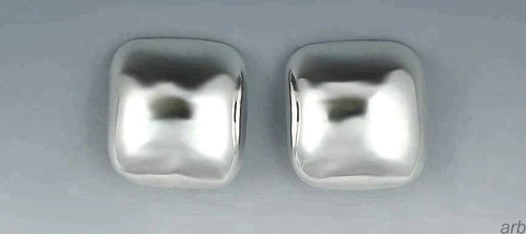 Stunning Pristine Square Highly Polished Mexican Sterling Silver Earrings, Clips